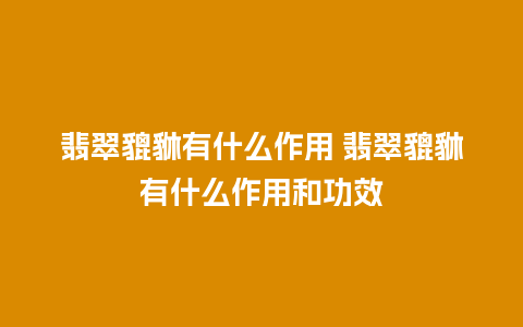 翡翠貔貅有什么作用 翡翠貔貅有什么作用和功效