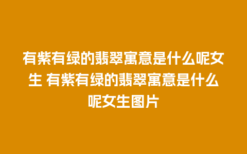 有紫有绿的翡翠寓意是什么呢女生 有紫有绿的翡翠寓意是什么呢女生图片