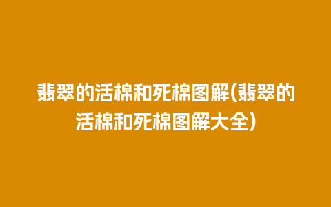 翡翠的活棉和死棉图解(翡翠的活棉和死棉图解大全)