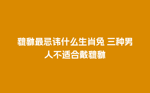 貔貅最忌讳什么生肖兔 三种男人不适合戴貔貅