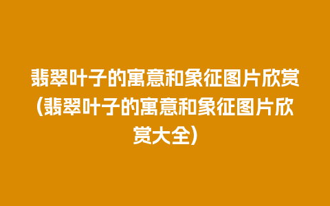 翡翠叶子的寓意和象征图片欣赏(翡翠叶子的寓意和象征图片欣赏大全)