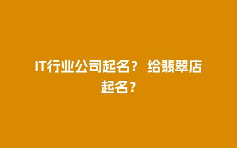 IT行业公司起名？ 给翡翠店起名？