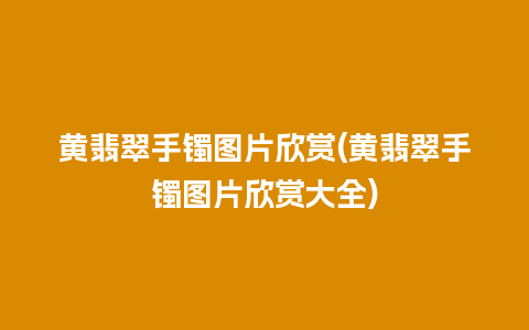 黄翡翠手镯图片欣赏(黄翡翠手镯图片欣赏大全)