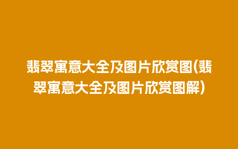 翡翠寓意大全及图片欣赏图(翡翠寓意大全及图片欣赏图解)