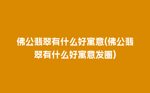 佛公翡翠有什么好寓意(佛公翡翠有什么好寓意发圈)