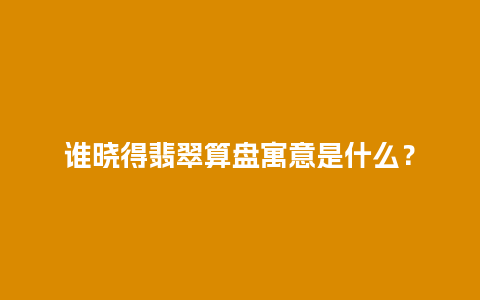 谁晓得翡翠算盘寓意是什么？