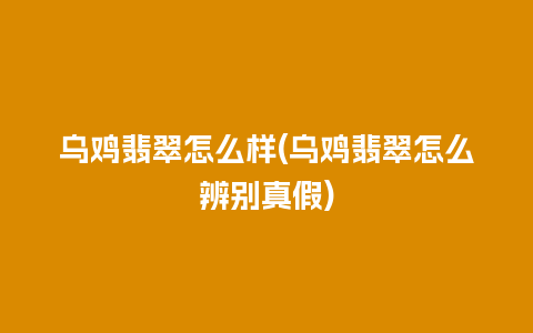 乌鸡翡翠怎么样(乌鸡翡翠怎么辨别真假)