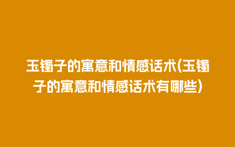 玉镯子的寓意和情感话术(玉镯子的寓意和情感话术有哪些)