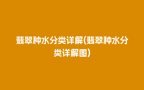 翡翠种水分类详解(翡翠种水分类详解图)