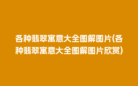 各种翡翠寓意大全图解图片(各种翡翠寓意大全图解图片欣赏)