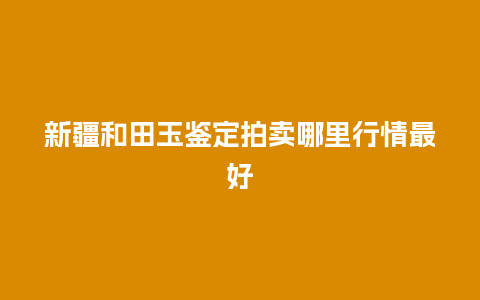 新疆和田玉鉴定拍卖哪里行情最好