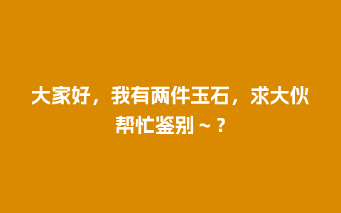 大家好，我有两件玉石，求大伙帮忙鉴别～？