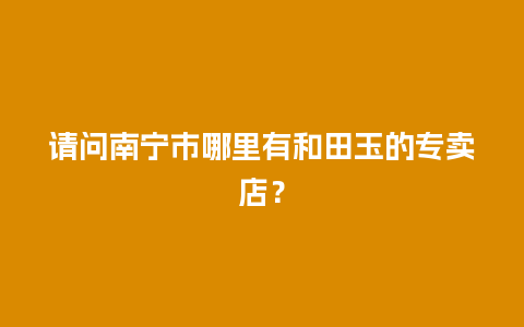 请问南宁市哪里有和田玉的专卖店？