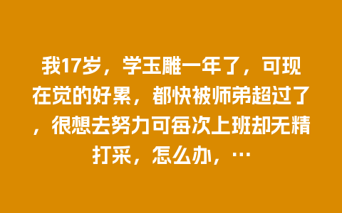 我17岁，学玉雕一年了，可现在觉的好累，都快被师弟超过了，很想去努力可每次上班却无精打采，怎么办，…