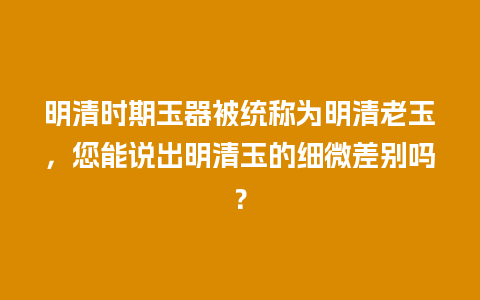 明清时期玉器被统称为明清老玉，您能说出明清玉的细微差别吗？