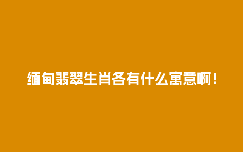 缅甸翡翠生肖各有什么寓意啊！