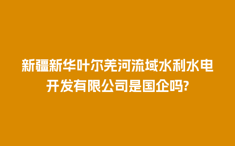 新疆新华叶尔羌河流域水利水电开发有限公司是国企吗?