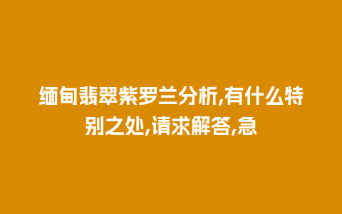 缅甸翡翠紫罗兰分析,有什么特别之处,请求解答,急