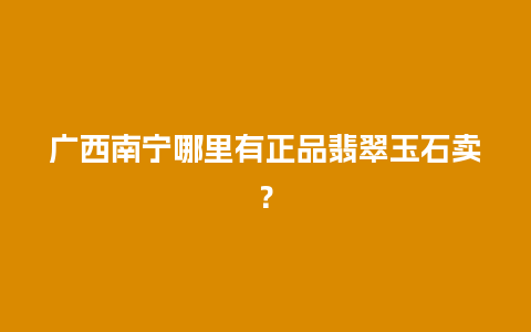 广西南宁哪里有正品翡翠玉石卖？