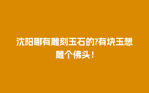 沈阳哪有雕刻玉石的?有块玉想雕个佛头！