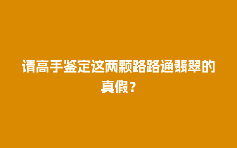 请高手鉴定这两颗路路通翡翠的真假？