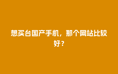 想买台国产手机，那个网站比较好？