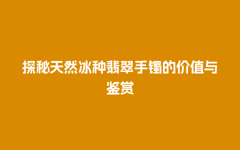 探秘天然冰种翡翠手镯的价值与鉴赏