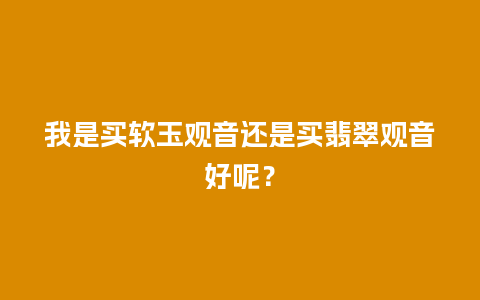 我是买软玉观音还是买翡翠观音好呢？