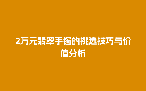 2万元翡翠手镯的挑选技巧与价值分析