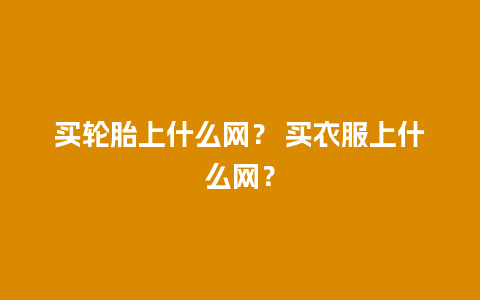 买轮胎上什么网？ 买衣服上什么网？