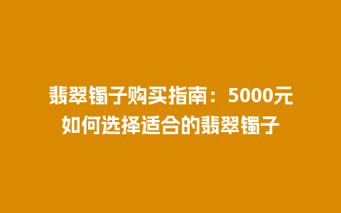 翡翠镯子购买指南：5000元如何选择适合的翡翠镯子