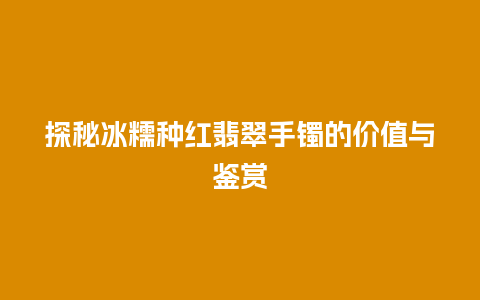 探秘冰糯种红翡翠手镯的价值与鉴赏