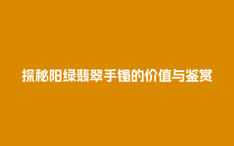 探秘阳绿翡翠手镯的价值与鉴赏