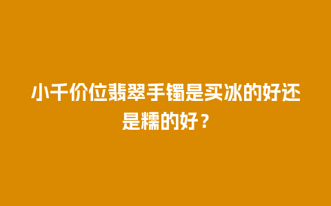 小千价位翡翠手镯是买冰的好还是糯的好？