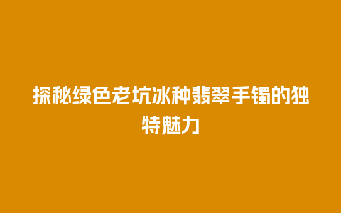 探秘绿色老坑冰种翡翠手镯的独特魅力