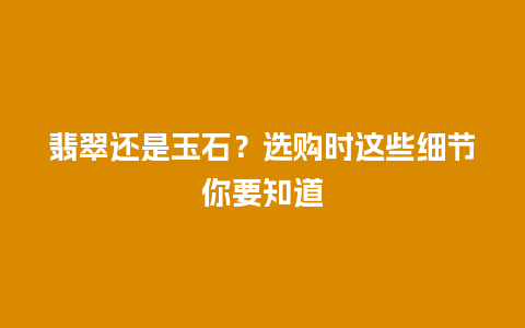 翡翠还是玉石？选购时这些细节你要知道