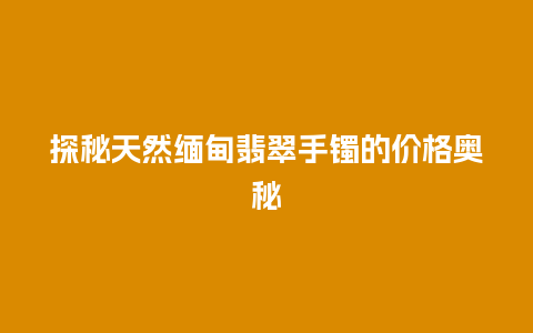 探秘天然缅甸翡翠手镯的价格奥秘