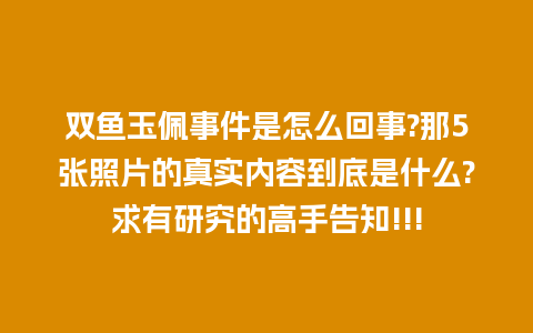 双鱼玉佩事件是怎么回事?那5张照片的真实内容到底是什么?求有研究的高手告知!!!