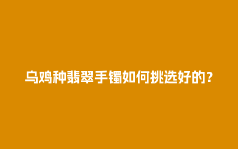 乌鸡种翡翠手镯如何挑选好的？