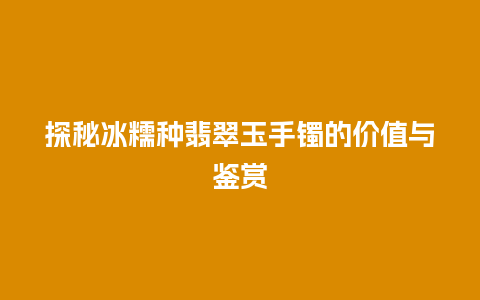 探秘冰糯种翡翠玉手镯的价值与鉴赏