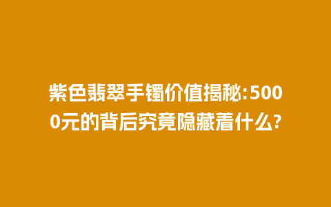 紫色翡翠手镯价值揭秘:5000元的背后究竟隐藏着什么?