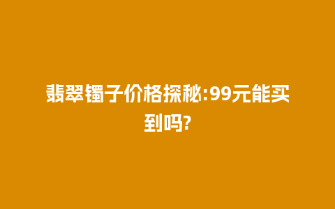 翡翠镯子价格探秘:99元能买到吗?