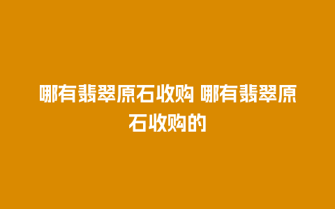 哪有翡翠原石收购 哪有翡翠原石收购的