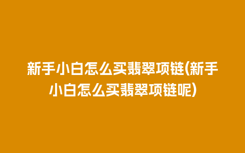 新手小白怎么买翡翠项链(新手小白怎么买翡翠项链呢)