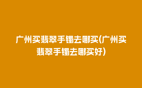 广州买翡翠手镯去哪买(广州买翡翠手镯去哪买好)