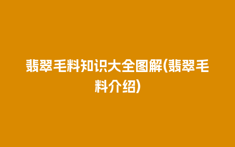 翡翠毛料知识大全图解(翡翠毛料介绍)