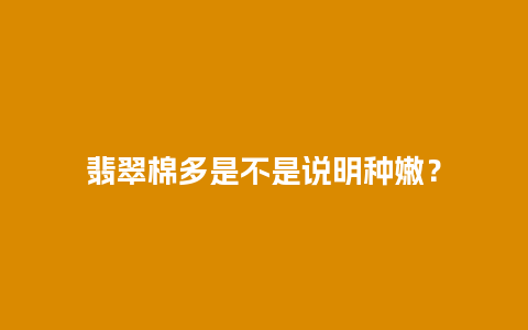 翡翠棉多是不是说明种嫩？