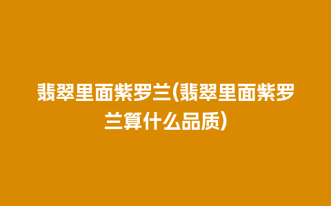 翡翠里面紫罗兰(翡翠里面紫罗兰算什么品质)