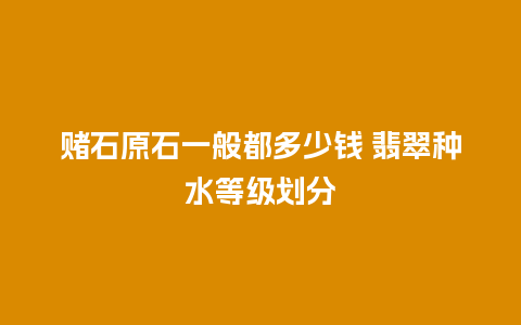 赌石原石一般都多少钱 翡翠种水等级划分