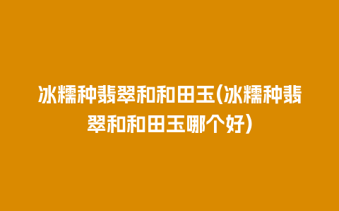 冰糯种翡翠和和田玉(冰糯种翡翠和和田玉哪个好)